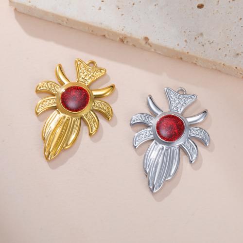 Gemstone Pendants Jewelry 304 Stainless Steel with Gemstone Flower plated DIY Sold By Bag