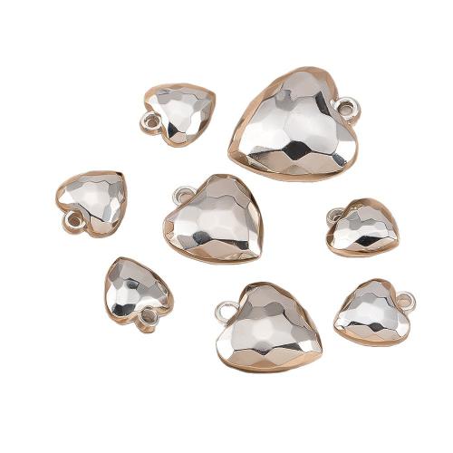 Kopparbelagt plasthänge, Kopparbelagd plast, Hjärta, silver pläterad, DIY, silver, 10PC/Bag, Säljs av Bag