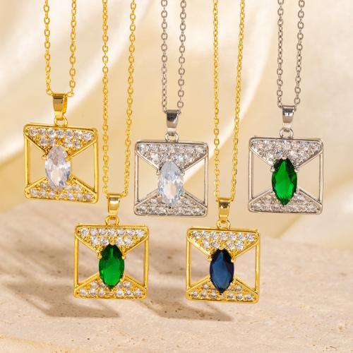 Collier en laiton cubique Zircon Micro Pave, cadre, Placage, pavé de micro zircon & pour femme & creux, plus de couleurs à choisir, Vendu par PC