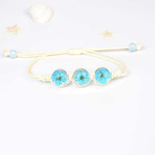 Glass Bracelet with Dried Flower & Porcelain & Wax Cord handmade fashion jewelry & for woman Length Approx 6-10 Inch Sold By PC