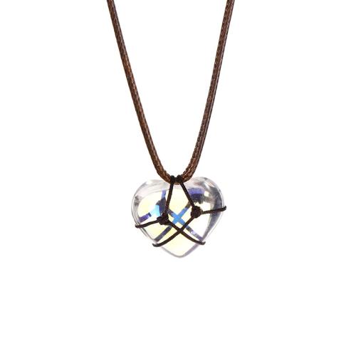 Zink Alloy Halsband, med Opal & PU & Rose Quartz, Hjärta, mode smycken & för kvinna, fler färger för val, Längd Ca 20 inch, Säljs av PC