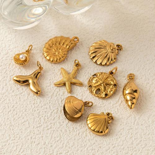 Stainless Steel Animal Pendants 304 Stainless Steel with Plastic Pearl gold color plated DIY gold Sold By PC