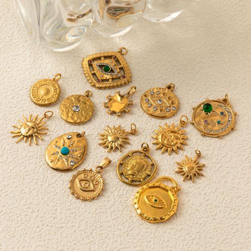 Nerezová ocel Šperky Přívěsky, 304 Stainless Steel, s Drahokam, barva pozlacený, DIY & s drahokamu, více barev na výběr, 130x70x20mm, Prodáno By PC