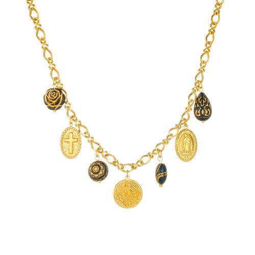 Stainless Steel smycken halsband, 304 rostfritt stål, med Akryl, plated, mode smycken & olika stilar för val & för kvinna, gyllene, Säljs av PC