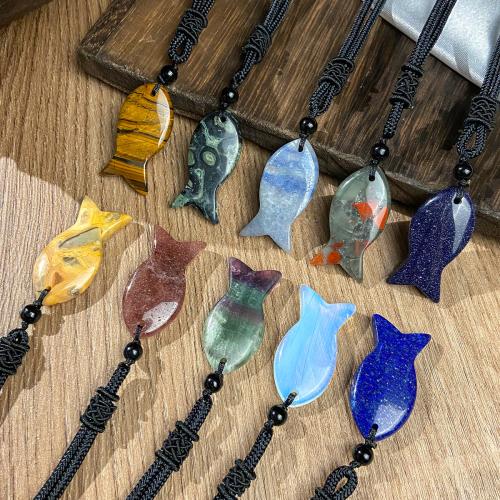 Collier bijoux de pierre gemme, avec corde en nylon, bijoux de mode & différents matériaux pour le choix & unisexe, Vendu par PC