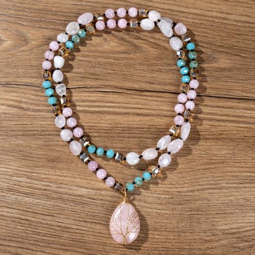 Kvarts halsband, Rose Quartz, med mässingstråd & CRYSTALLIZED™ Crystal Pearl, mode smycken & för kvinna, Säljs av PC