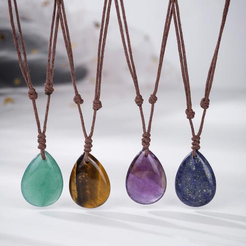 Gemstone smycken halsband, Ädelsten, med Vaxat bomullsband, handgjord, mode smycken & olika material för val & Unisex, Säljs av PC