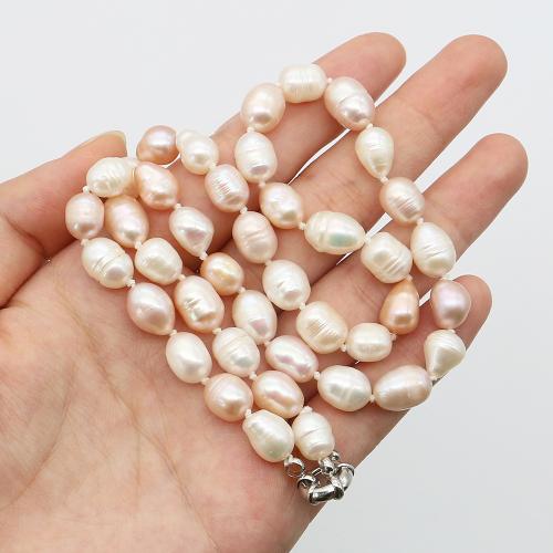 Freshwater Pearl Mässing Chain Necklace, med Mässing, mode smycken, blandade färger, 7-8mm, Längd 44 cm, Säljs av PC