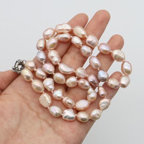 Freshwater Pearl Mässing Chain Necklace, med Mässing, mode smycken, blandade färger, 9-10mm, Längd 47 cm, Säljs av PC