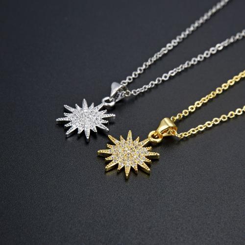 Collier en laiton cubique Zircon Micro Pave, fleur, Placage, bijoux de mode & pavé de micro zircon, plus de couleurs à choisir, protéger l'environnement, sans nickel, plomb et cadmium, Longueur 45 cm, Vendu par PC