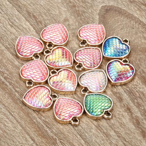 Zinc Alloy émail Pendants, alliage de zinc, coeur, Placage, DIY, plus de couleurs à choisir, 50PC/sac, Vendu par sac