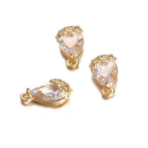 Crystal Hängen, Zink Alloy, med Kristall, Dropp, plated, DIY, gyllene, 50PC/Bag, Säljs av Bag