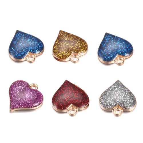 Zinc Alloy émail Pendants, alliage de zinc, coeur, Placage, DIY, plus de couleurs à choisir, 50PC/sac, Vendu par sac