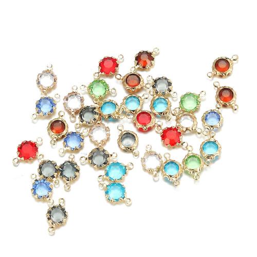 Crystal Hängen, Mässing, med Kristall, Rund, plated, DIY, fler färger för val, nickel, bly och kadmium gratis, 50PC/Bag, Säljs av Bag