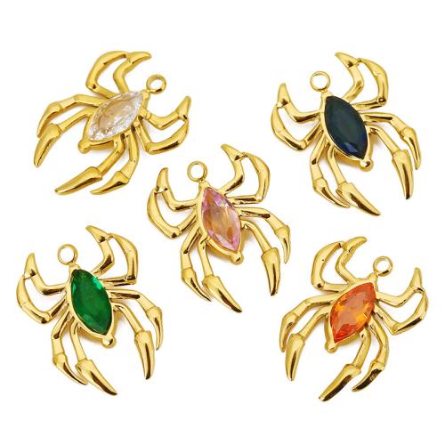 Rostfritt stål Animal Hängen, 304 rostfritt stål, Spindel, plated, DIY & micro bana cubic zirconia, fler färger för val, 3PC/Bag, Säljs av Bag