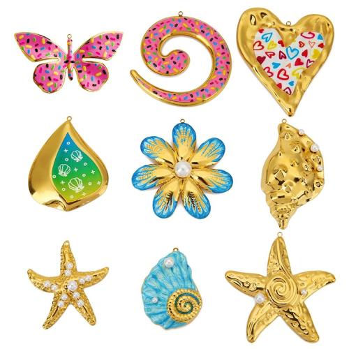 Ювелирные подвески из нержавеющей стали, Нержавеющая сталь 304, с Пластиковая жемчужина, Другое покрытие, DIY & эмаль, Много цветов для выбора, 3ПК/сумка, продается сумка