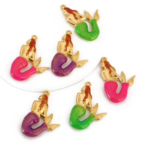 Rostfritt stål Smycken Hängen, 304 rostfritt stål, Mermaid, plated, DIY & emalj, fler färger för val, 4PC/Bag, Säljs av Bag
