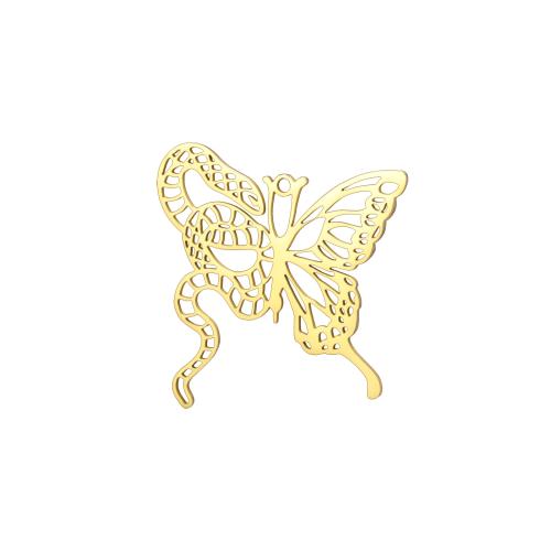 Nerezová ocel zvířat Přívěsky, 304 Stainless Steel, Motýl, DIY & dutý, více barev na výběr, 36x34mm, Prodáno By PC