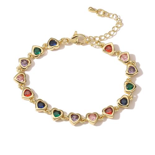 laiton bracelet, Plaqué or 18K, styles différents pour le choix & pavé de micro zircon & pour femme, Vendu par PC