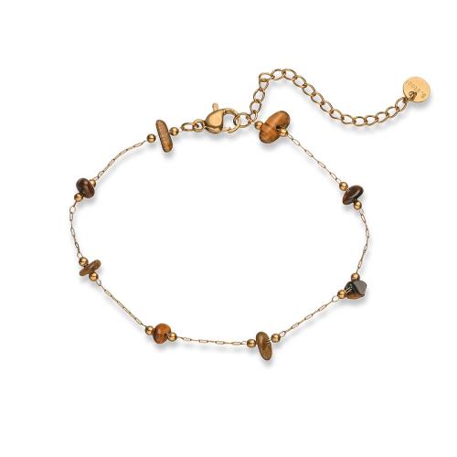 Acier inoxydable 304 bracelet, avec Pierre naturelle, Plaqué or 18K, styles différents pour le choix & pour femme, Vendu par PC