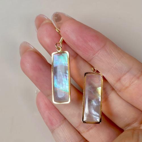 цинковый сплав Сережка, с Раковина морское ушко, Геометрический узор, плакирован золотом, ювелирные изделия моды & Женский, 10x45mm, продается Пара