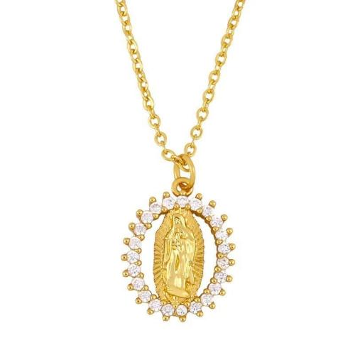 Collier en laiton cubique Zircon Micro Pave, avec 5cm chaînes de rallonge, Plaqué d'or 14K, styles différents pour le choix & pavé de micro zircon & pour femme, Longueur 40 cm, Vendu par PC