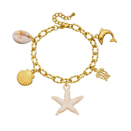 Bijoux bracelet en acier inoxydable, Acier inoxydable 304, avec résine & Acrylique, Placage, bijoux de mode & pour femme, doré, Vendu par PC