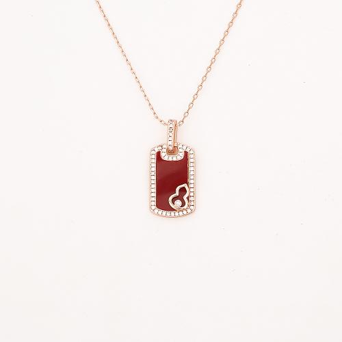 Collier en laiton, Placage, pour femme & émail & avec strass, couleur or rose, Vendu par PC