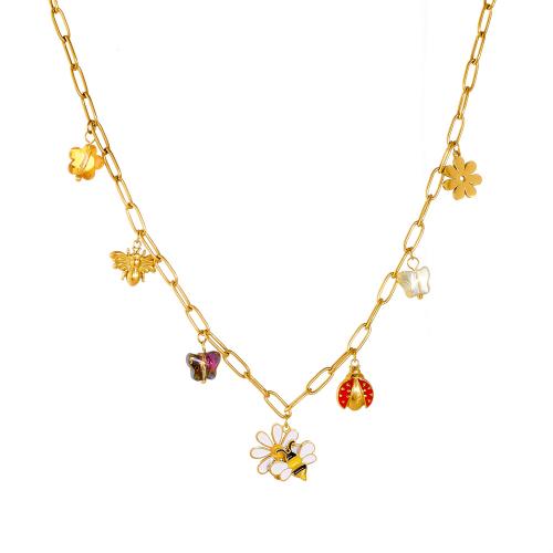 Emaille Edelstahl Schmuck Set, 304 Edelstahl, mit Acryl, goldfarben plattiert, verschiedene Stile für Wahl & für Frau, verkauft von PC