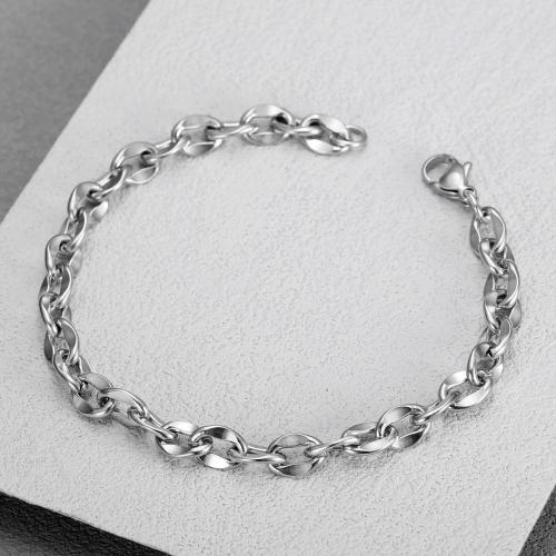 Bracciale gioielli in acciaio inossidabile, 304 acciaio inox, lucido, gioielli di moda & per l'uomo, colore originale, Lunghezza 20.5 cm, Venduto da PC