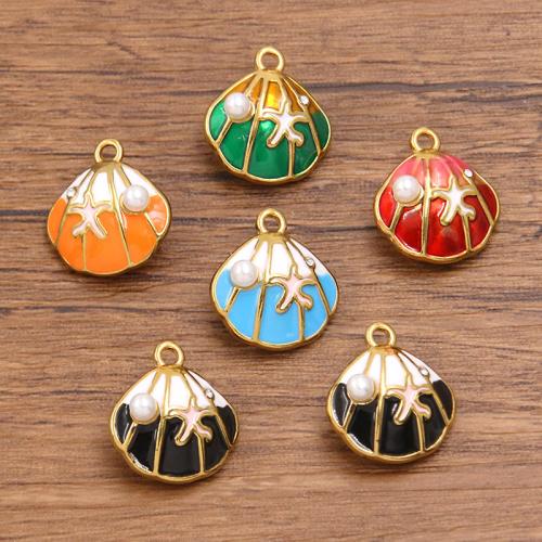 Emaille hangers met zink legering, Zinc Alloy, met Plastic Pearl, Schelp, plated, DIY & glazuur, meer kleuren voor de keuze, 100pC's/Bag, Verkocht door Bag