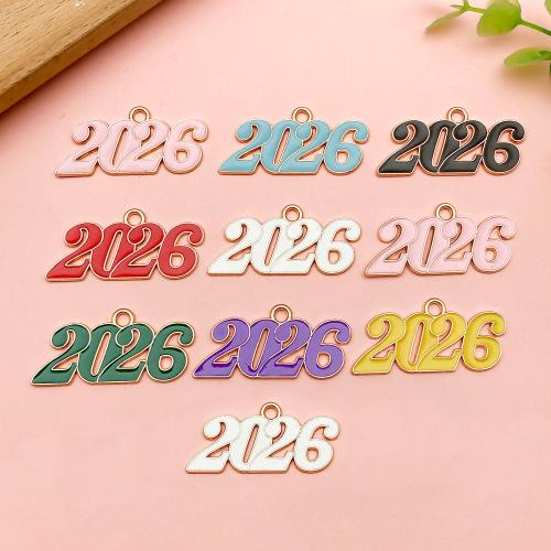 Zinc Alloy émail Pendants, alliage de zinc, numéro, plaqué de couleur d'or KC, DIY & styles différents pour le choix, Vendu par PC
