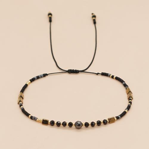Seedbead bracelet, avec corde de cire & pierre gemme & alliage de zinc, fait à la main, Style bohème & pour femme, plus de couleurs à choisir, Longueur Environ 11 pouce, Vendu par PC
