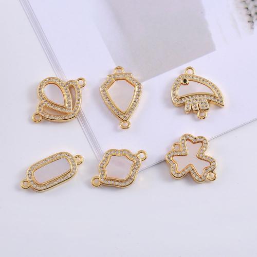 Cubic Zirconia Micro Pave Brass Connector plated DIY & micro pave cubic zirconia nickel lead & cadmium free Sold By PC