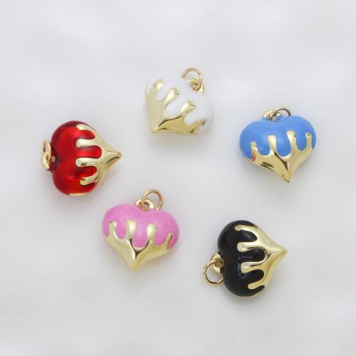 Bijoux pendentifs en laiton, coeur, Placage, DIY & émail, plus de couleurs à choisir, protéger l'environnement, sans nickel, plomb et cadmium, 15.70x14.80x7.40mm, Vendu par PC