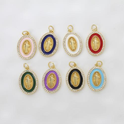 Cubique Pendentif en laiton zircon pavent, Placage, DIY & pavé de micro zircon & émail, plus de couleurs à choisir, protéger l'environnement, sans nickel, plomb et cadmium, 20.50x13.90x2.40mm, Vendu par PC