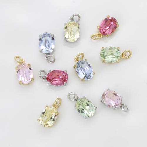 Cubic Zirconia (CZ) Brass Medálok, Sárgaréz, galvanizált, DIY & mikro egyengetni cirkónia, több színt a választás, 10x6x4.70mm, Által értékesített PC