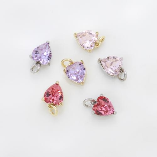 Cubic Zirconia (CZ) Brass Medálok, Sárgaréz, galvanizált, DIY & mikro egyengetni cirkónia, több színt a választás, 10x6x4.70mm, Által értékesített PC