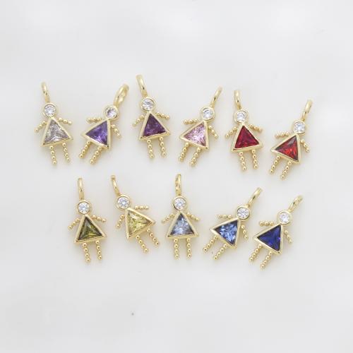 Cubique Pendentif en laiton zircon pavent, Placage, DIY & pavé de micro zircon, plus de couleurs à choisir, 14.80x6.80x2.20mm, Vendu par PC