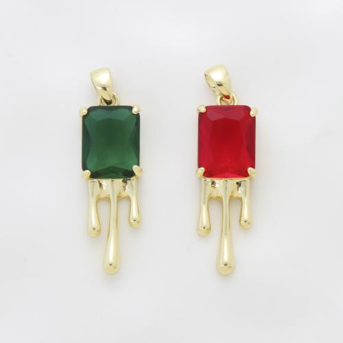 Cubic Zirconia (CZ) Brass Medálok, Sárgaréz, galvanizált, DIY & mikro egyengetni cirkónia, több színt a választás, 26x8.50x5.20mm, Által értékesített PC