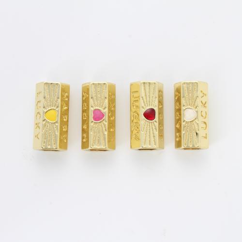 Perle tube en laiton, Placage, DIY & pavé de micro zircon, plus de couleurs à choisir, protéger l'environnement, sans nickel, plomb et cadmium, 39.50x23.50x6.50mm, Vendu par PC