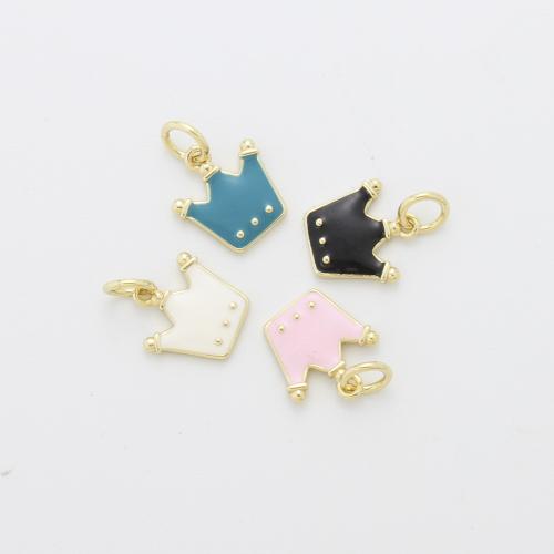 Bijoux pendentifs en laiton, couronne, Placage, DIY & émail, plus de couleurs à choisir, protéger l'environnement, sans nickel, plomb et cadmium, 10.60x9.80x1.50mm, Vendu par PC
