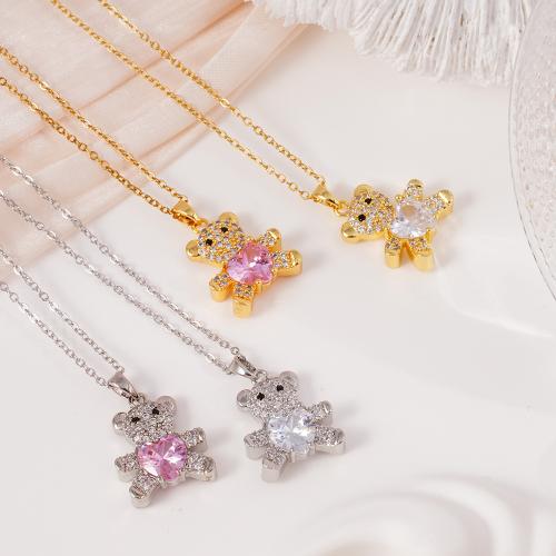 Zircônio cúbico Micro Pave colar de bronze, cobre, banhado, joias de moda & micro pavimento em zircônia cúbica & para mulher, Mais cores pare escolha, vendido por PC