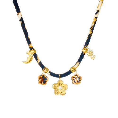 Stainless Steel smycken halsband, 304 rostfritt stål, med Bomull & Plast Pearl & Akryl, guldfärg pläterade, mode smycken & för kvinna, Säljs av PC