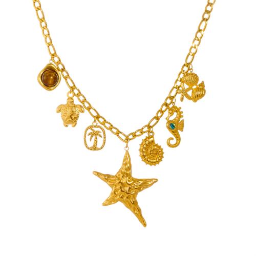 Nehrđajućeg čelika, nakit ogrlice, 304 nehrđajućeg čelika, s Tiger Eye, zlatna boja pozlaćen, modni nakit & za žene & šupalj, Prodano By PC