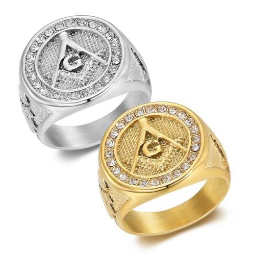 Nerezové Šatonové prst prsten, 304 Stainless Steel, á, různé velikosti pro výběr & pro muže & s drahokamu, více barev na výběr, Prodáno By PC