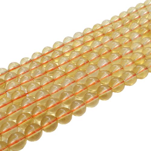 Naturlig Citrin pärlor, DIY, gul, 7.50mm, Såld Per 38 cm Strand