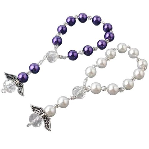 Glass Pearl Armband, Zink Alloy, med Glas, plated, mode smycken, fler färger för val, 8mm, Längd 21 cm, Säljs av PC