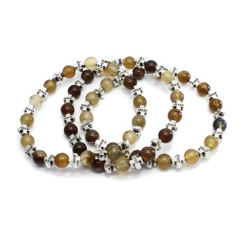 Gemstone Bracelets Zinc Alloy with Gemstone Cross plated fashion jewelry 6mm Length 23 cm Sold By PC