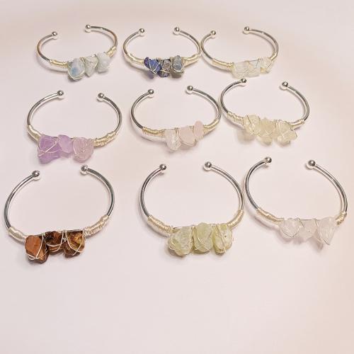 pierre gemme bracelet manchette, avec laiton, différents matériaux pour le choix & pour femme, Diamètre intérieur:Environ 60mm, Vendu par PC